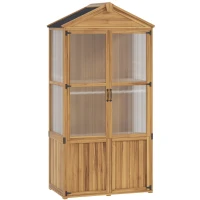 Outsunny Abri de jardin en bois, cabana de gradina cu panouri in acrilic rafturi detașabile x 55 x 178 cm, natural(m-7)