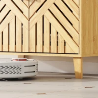 HOMCOM Móvel para Lavatório Pousar em Bambu com Portas Ripadas Armário de Casa de Banho para Lavatório sem Pedestal 60x30x60 cm Madeira(m-9)