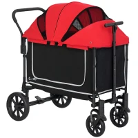 PawHut Hundewagen Hundebuggy pliabil pentru câini și pisici de până la 30 kg 110 x 65 x 102 cm Rot(m-6)