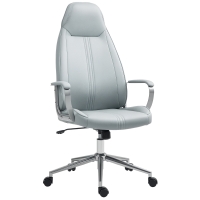 HOMCOM Fotoliu birou fauteuil de birou înălțime reglabilă funcție de balans cu rotile pivotante 68 x 65 x 119-128,5 cm gri