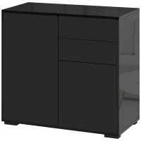 HOMCOM Dulap de Depozitare cu 2 Sertare, 2 Uși, cu Centură de Siguranță, 79 x 36 x 74 cm, Negru(m-6)