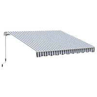 Outsunny Parasol cu Brațe Articulate Protecție Solară Manivelă Balcon Aluminiu Gri Alb 2,95 x 2,45 m(m-7)