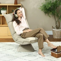 HOMCOM Bodensessel cu spatar ajustabil in 5 unghiuri, rotativ, scaun tapitat modern, Bej(m-2)
