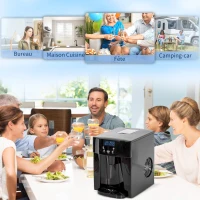 HOMCOM Machine à glaçons avec distributeur d'eau, ice maker, 12kg en 24h, 9 glaçons en 6-10 minutes, 25,2x38,9x36,3cm, noir(m-9)