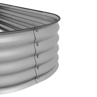 Outsunny pat modular de flori, pentru plante, cu margini protejate, design fără fund, 150x62x30 cm, argintiu(m-4)