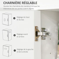 HOMCOM Bufetă de Bucătărie Aramărie de Bucătărie contemporană Multi-Rangement 4 Uși sertar Glisant și Blat de Lucru dim. 74L x 39l x 183H cm Lemn Alb(m-4)