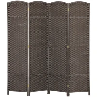 HOMCOM 4-părți Separator de cameră pliabil, Paravan de confidențialitate, Perete despărțitor pentru living, dormitor, birou acasă, Maro(m-6)