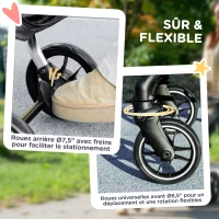 PawHut Cărucior pentru câini cu 4 roți, ușor și pliabil, pernă lavabilă, lesă de siguranță, ferestre multiple din plasă, gri(m-4)