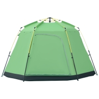 Outsunny Cort de Camping pentru 6 Persoane Cort de Familie Cort de Cupolă Piele ecologică 2000mm instalare ușoară pentru tabere trekking festival oțel fibre de sticlă verde 320 x 320 x 180 cm