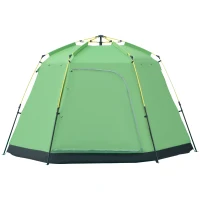 Outsunny Cort de Camping pentru 6 Persoane Cort de Familie Cort de Cupolă Piele ecologică 2000mm instalare ușoară pentru tabere trekking festival oțel fibre de sticlă verde 320 x 320 x 180 cm(m-1)
