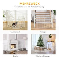 PawHut Welpenauslauf Freigehege pentru câini Grilaj de protecție cu ușă Grilaj de protecție pentru șeminee flexibil pliabil 8 panouri fiecare de 60 x 76 cm Alb(m-4)