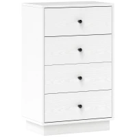 HOMCOM Comoda 4 sertare moderna, mobilier de depozitare pentru camera de zi, living, intrare, 47 x 29 x 75 cm, alb(m-7)