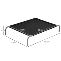PawHut Pat pentru câine și pisică XL, confort maxim pe picioare, pat de tabără 110 x 75 x 20 cm, textilenă micro-perforată, negru(m-3)
