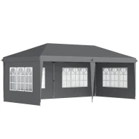 Outsunny Tonelă pop-up pliabilă - cort pentru recepții - 3 x 6 m 3 laturi demontabile gri(m-6)
