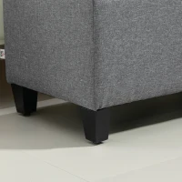 HOMCOM Bancă, Bancă cu perne și spațiu de depozitare, poliester asemănător cu inul, lemn de cauciuc, 100 x 40 x 44 cm, Gri deschis(m-5)