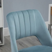 Vinsetto Scaun de birou, Înălțime ajustabilă Scaun de birou fără brațe, Drehbar Bürostuhl cu aspect de catifea, Scaun de schmink ergonomic pentru dormitor, birou acasă, Albastru(m-4)