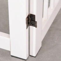 Grilă pentru câini PawHut cu picioare de susținere 204 x 75 cm din lemn, Grilă de protecție pentru câini cu uși pentru scări, uși, bucătărie, hol, 4 panouri, Alb(m-3)