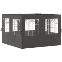 Outsunny Panouri laterale pentru pergolă, 4 panouri laterale pentru pavilion de grădină, cu fermoare, 3 x 4 m pergolă, Gri închis