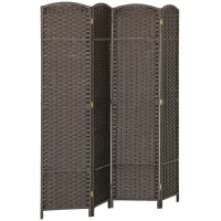 HOMCOM 4-părți Separator de cameră pliabil, Paravan de confidențialitate, Perete despărțitor pentru living, dormitor, birou acasă, Maro(m-7)