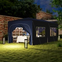 Outsunny Pavilion pop-up 3 x 6 m cu pereți laterali, cort de grădină reglabil în înălțime UPF50+ cu husă de transport și saci de nisip(m-5)