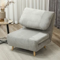 HOMCOM 2 în 1 Fotoliu extensibil Pat pentru oaspeți, cu suport reglabil Cord-Optik 82 cm x 89 cm x 83 cm Gri(m-2)