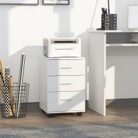 HOMCOM Corp de Birou Depozitare Birou pe Roți 3 Sertare Blocabile 40 x 40 x 61,5 cm Alb(m-2)