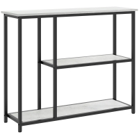 HOMCOM Consola in design industrial, 2 rafturi, aspect de marmura, Negru + Alb