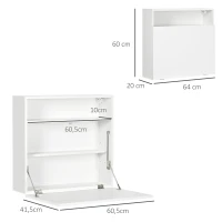 HOMCOM Birou suspendat birou de perete cu tavă pliabilă și 3 compartimente - 64 x 20 x 60 cm - alb(m-3)