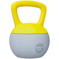 SPORTNOW Kettlebell 10 kg haltère cu mâner antiderapant pentru fitness musculație cardio, gri și galben(m-1)