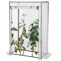 Outsunny Seră de grădină, seră de balcon, pânză renforțată PE, structură din oțel, ușă zippată rulabilă, 100 x 50 x 150 cm alb(m-1)