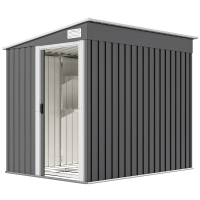 Outsunny Abri de jardin 2,81 m² avec fondation, abri à outils extérieur adossé en acier galvanisé, 154x206,5x181cm, gris foncé