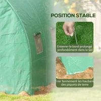 Outsunny Seră de Grădină Tunel 6 m² cu sistem de irigare integrat, 3L x 2l m 6 ferestre Ușă rulabilă Verde(m-3)