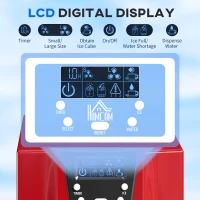 HOMCOM 3L Ice Maker Machine and Water Dispenser, 12kg in 24H, 2 Sizes 9 Ice Cubes Ready in 6-10 Mins Ice Machine, Red(m-6)