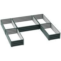 Outsunny Set de 5 jardiniere pentru gradina, pat de legume din otel, perfect pentru legume, plante si flori, verde(m-6)