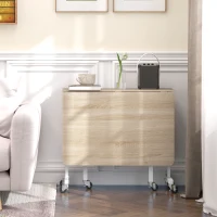 HOMCOM Masă de Dining Pliabilă pentru 4-6 Persoane cu Roți și Aripi Rabatabile Masă Rabatabilă pentru Bucătărie Sufragerie 120x80x73 cm Stejar(m-3)