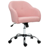 HOMCOM Scaun de birou, fotoliu de birou ergonomic, înălțime reglabilă, cu scaun și spătar umplute, roz(m-1)