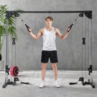 SPORTNOW Aparat de antrenament cu dublă pârâie vis-a-vis crossover, încărcare liberă cu haltere 2 x 50kg dim. 245L x 85l x 207H cm(m-2)
