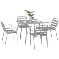 Outsunny set de masă de grădină 5 piese, mobilier exterior rezistent la intemperii, design modern, 80x80x74 cm, gri(m-1)