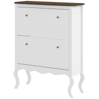 HOMCOM Șifonier Îngust cu 2 Sertare Abatibile Rafturi Reglabile pentru 16 Perechi de Pantofi 84x29x109 cm Alb(m-6)