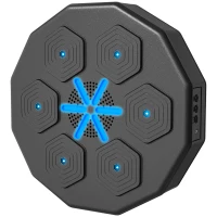 SPORTNOW Antrenor de Box cu Funcție de Muzică, Bluetooth, Puncte Luminoase, Montare pe Perete, Piele Ecologică, Negru(m-6)