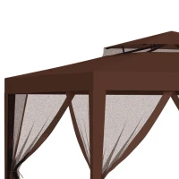 Outsunny Tonnelle barnum de grădină 3L x 3l m cu 4 plase de țânțari detașabile - dublu acoperiș - maro(m-4)