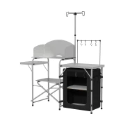 Outsunny Mobilier de Bucătărie pentru camping cu depozitare, pliantă portabilă din aluminiu cu sac de transport(m-7)