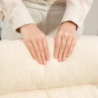 HOMCOM Scaun de birou, scaun de birou tapițat, funcție de basculare, rotativ, cu roți, Crem(m-5)