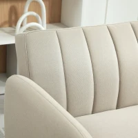 HOMCOM Canapea Extensibilă 2 Locuri Design Scandinavian Dossier Inclinabil 3 Poziții Picioare Lemn Aspect In Bej(m-5)