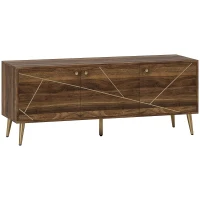 HOMCOM Măsuță TV mobilier TV din lemn pentru televizor de până la 60 de inch cu dulapuri rafturi picioare din oțel 130 x 40 x 52 cm maro(m-7)