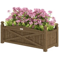 Outsunny Jardiniță din lemn, pat de flori în aer liber din lemn cu găuri de drenaj, 90 x 39 x 37 cm, maro închis(m-5)