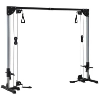 SPORTNOW Aparat de antrenament cu dublă pârâie vis-a-vis crossover, încărcare liberă cu haltere 2 x 50kg dim. 245L x 85l x 207H cm(m-6)