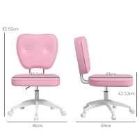 Vinsetto Scaun de birou fără brațe, înălțime reglabilă, rotativ, până la 120 kg, piele ecologică, Roz(m-3)