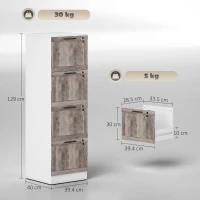 HOMCOM Cajonieră de Birou cu 4 Sertare Încuietoare 2 Chei Bare Suspendate pentru A4 Scrisoare 39,4x40x129 cm Alb și Lemn(m-3)