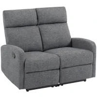 HOMCOM Sofa cu 2 locuri, spătare reglabile individual, suport de picioare, material textil, oțel, Gri(m-1)
